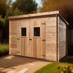 Abri toit monopente en douglas DALMAT 5,2m² madriers 20mm + couverture Onduline - HABRITA Ma boutique