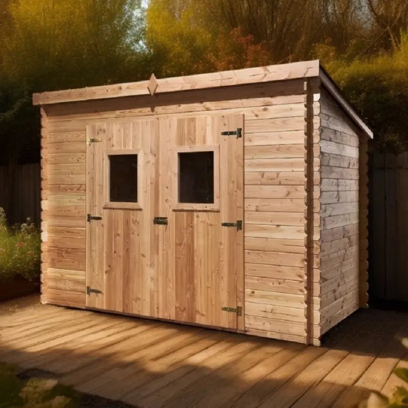 Abri toit monopente en douglas DALMAT 5,2m² madriers 20mm + couverture Onduline - HABRITA Ma boutique