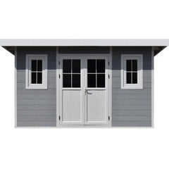 Abri de jardin en bois composite 28mm gris clair 12m² PREMIUM toit plat - Woodlife Garden Ma boutique