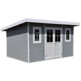 Abri de jardin en bois composite 28mm gris clair 12m² PREMIUM toit plat - Woodlife Garden Ma boutique