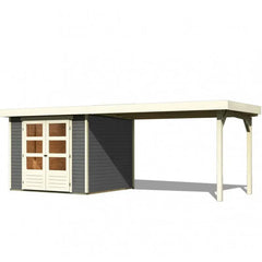 Abri de jardin en bois massif gris terre 5,95m² Askola 3,5 avec appentis 280cm – Karibu Ma boutique