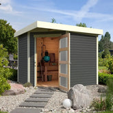 Abri de jardin en bois massif gris terre 5,95m² Schwandorf 5 – Karibu Ma boutique