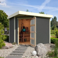 Abri de jardin en bois massif gris terre 5,95m² Schwandorf 5 – Karibu Ma boutique