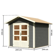 Abri de jardin en bois massif gris terre 5,95m² Talkau 4 – Karibu Ma boutique