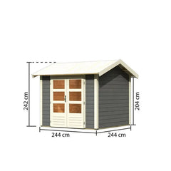 Abri de jardin en bois massif gris terre 5,95m² Theres 3 – Karibu Ma boutique