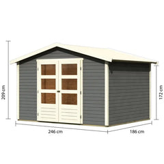 Abri de jardin en bois massif gris terre 6,05m² Amberg 4 – Karibu Ma boutique