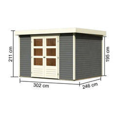 Abri de jardin en bois massif gris terre 7,43m² Askola 5 - Karibu Ma boutique