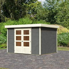 Abri de jardin en bois massif gris terre 7,43m² Askola 5 - Karibu Ma boutique