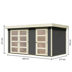 Abri de jardin en bois massif gris terre 8,77m² avec cloison intérieure Mühlentrup 1 – Karibu Ma boutique