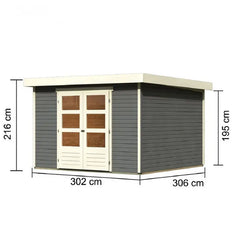 Abri de jardin en bois massif gris terre 9,24m² Askola 6 - Karibu Ma boutique