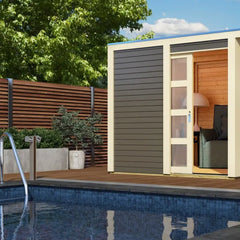 Abri de jardin en bois vitrifié gris 19mm Qubic 6,05m² - Karibu Ma boutique