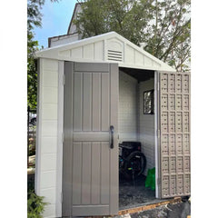 Abri de jardin en HDPE SunLife beige 4,97m² + plancher - Jôbu Ma boutique