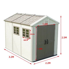 Abri de jardin en HDPE SunLife beige 7,17m² + plancher - Jôbu Ma boutique