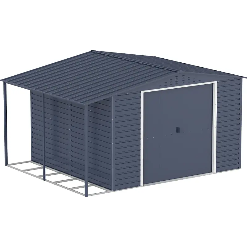 Abri de jardin en métal anthracite 9,75m² avec appentis + kit fondation ALPINE - DURAMAX Ma boutique