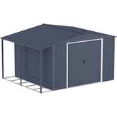 Abri de jardin en métal anthracite 9,75m² avec appentis + kit fondation ALPINE - DURAMAX Ma boutique