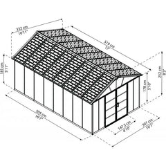 Abri de jardin en polycarbonate 17,2m² avec plancher YUKON - Palram - Canopia Ma boutique