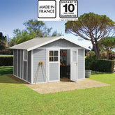 Abri de jardin en PVC 11,2m² DECO gris clair et blanc Grosfillex + Kit ancrage offert Ma boutique