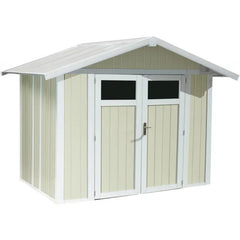 Abri de jardin en PVC 4,9m² UTILITY blanc et gris vert Grosfillex + kit ancrage offert Ma boutique