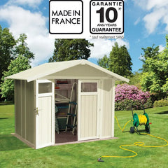Abri de jardin en PVC 4,9m² UTILITY blanc et gris vert Grosfillex + kit ancrage offert Ma boutique