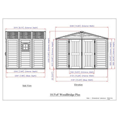 Abri de jardin en PVC 8,05m² Woodbridge + kit de fondation DURAMAX Ma boutique