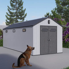 Abri de jardin en résine brossée DOCKER 14m² skylight + plancher - Jobu Ma boutique