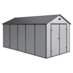Abri de jardin en résine gris 11m² + kit de fondation - JOBU Ma boutique