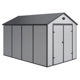 Abri de jardin en résine gris 8,90m² + kit de fondation - JOBU Ma boutique