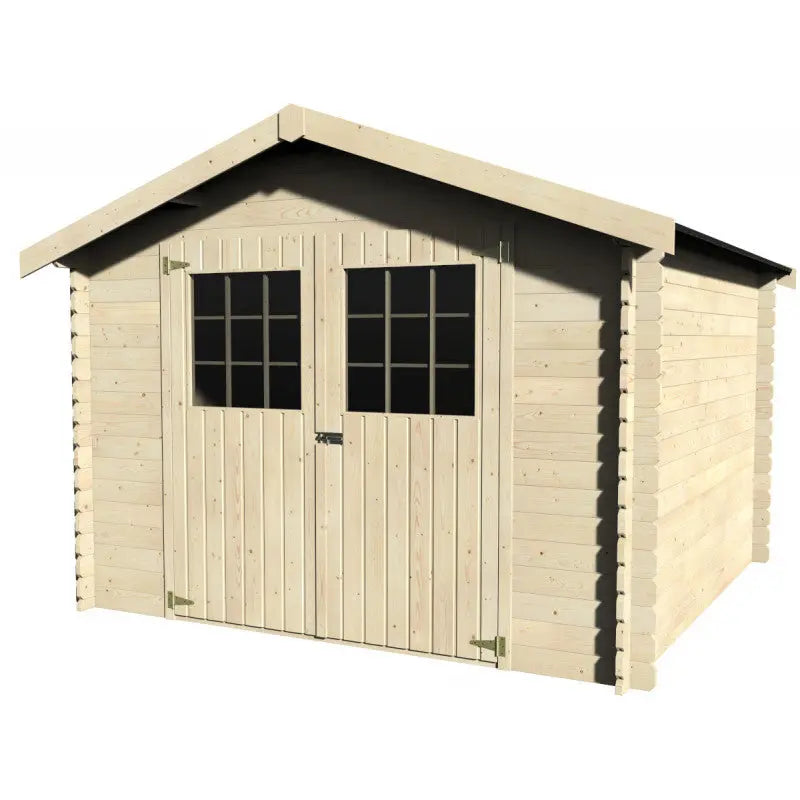 Abri de jardin Flodovrak 9,92m² en bois massif 28mm avec double porte – Décor et Jardin Ma boutique
