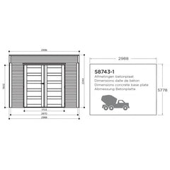 Abri de jardin Matera 8,69m² en bois traité autoclave 19mm avec terrasse couverte - SOLID Ma boutique