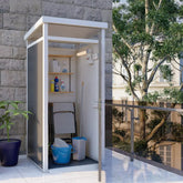 Abri de jardin modulaire isolé 1x1m panneaux gris armature blanche - plancher inclus - Everbox Ma boutique