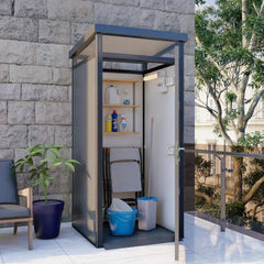 Abri de jardin modulaire isolé 1x1m panneaux gris profils noirs - plancher inclus - Everbox Ma boutique