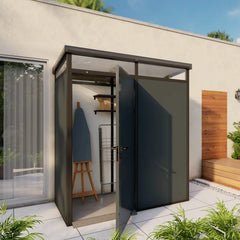 Abri de jardin modulaire isolé 2x1m anthracite et noir - plancher inclus - Everbox Ma boutique