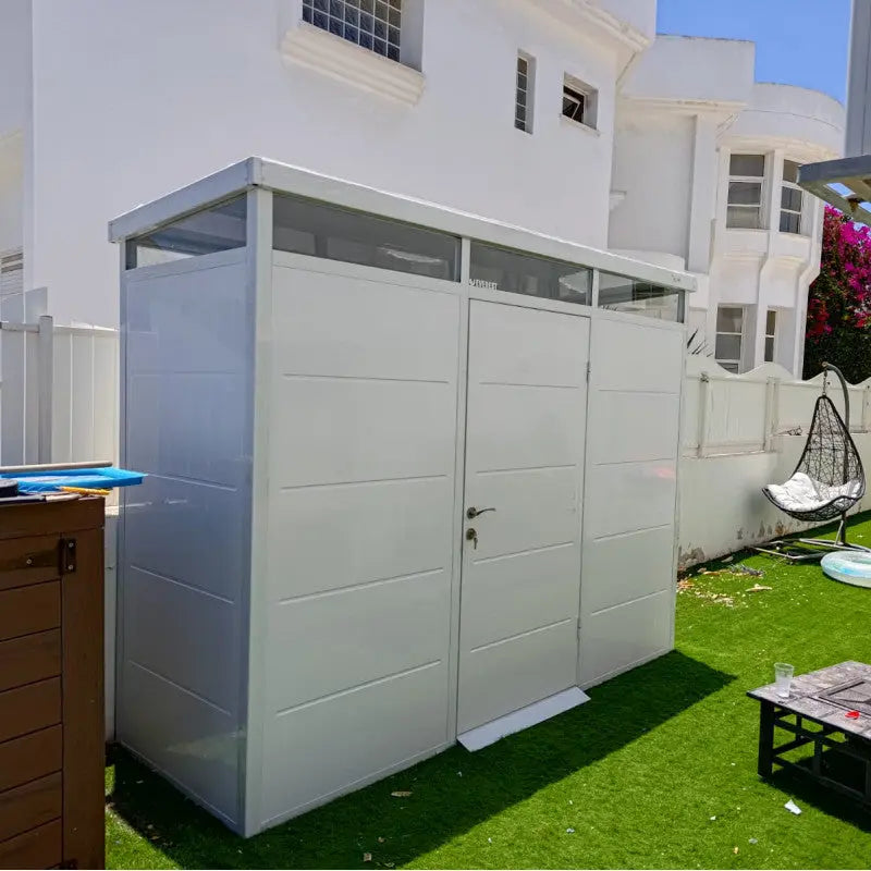 Abri de jardin modulaire isolé 3x1m blanc - plancher inclus - Everbox Ma boutique