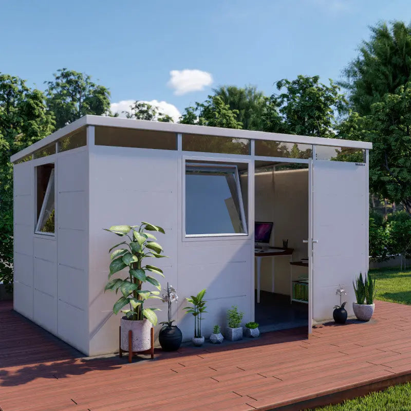 Abri de jardin modulaire isolé 4x3m blanc - plancher inclus - Everbox Ma boutique