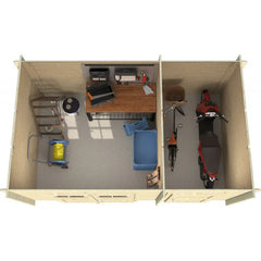 Abri de jardin monopente en bois massif 10,48 m² avec 2 espaces et cloison - Eden Ma boutique