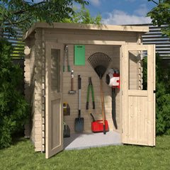 Abri de jardin monopente en bois massif 2,76m² - madriers 28mm - Eden Ma boutique