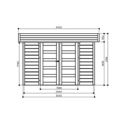 Abri de jardin Odense 9,19m² en bois massif 28mm à toit plat - SOLID Ma boutique