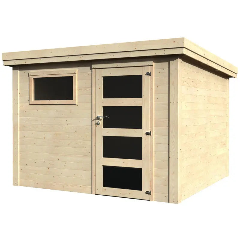 Abri de jardin Paco 9,15m² en bois massif 28mm avec porte simple et fenêtre – Décor et Jardin Ma boutique