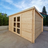 Abri de jardin toit plat 12m² PENTY - madriers 40mm brut - Gardy Shelter Ma boutique