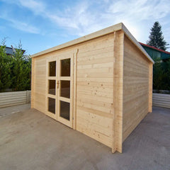 Abri de jardin toit plat 12m² PENTY - madriers 40mm brut - Gardy Shelter Ma boutique