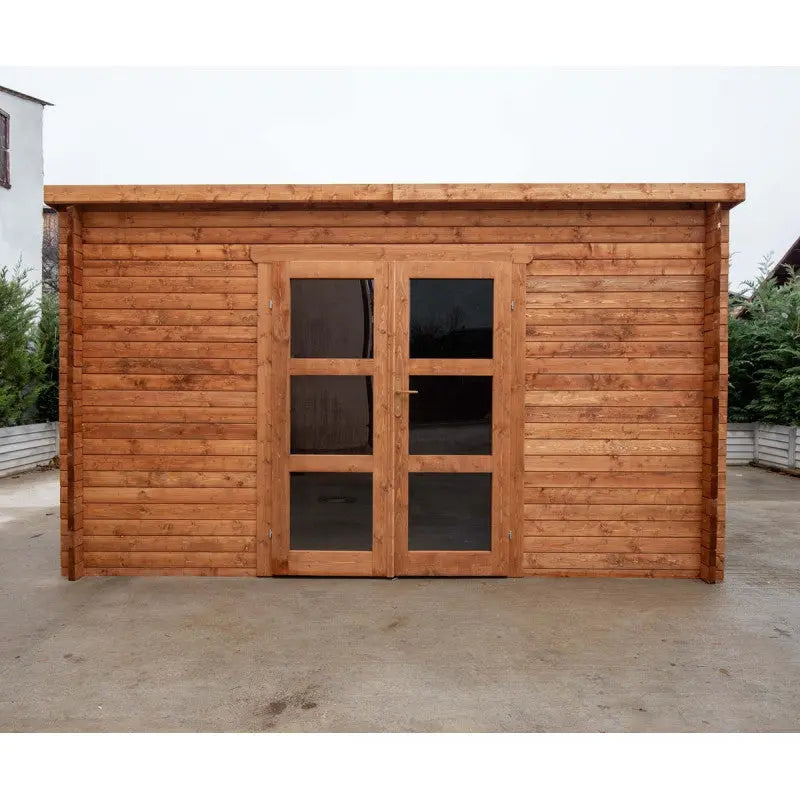 Abri de jardin toit plat 16m² PENTY - madriers 40mm traité - Gardy Shelter Ma boutique