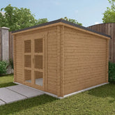 Abri de jardin toit plat 9m² PENTY - madriers 40mm traité - tuiles métalliques - Gardy Shelter Ma boutique