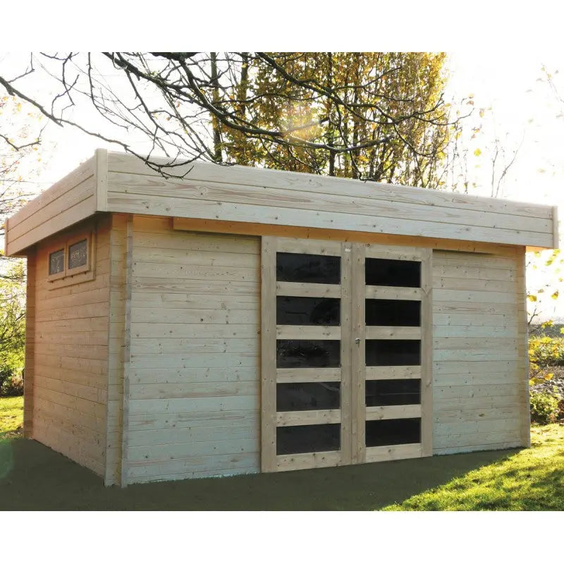 Abri de jardin Viborg 13,71m² en bois massif 40mm avec double porte - SOLID Ma boutique