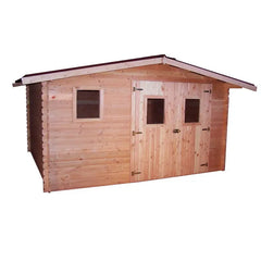 Abri en bois 12,89m² DUBLIN en madriers Douglas 28mm + couverture Onduline - HABRITA Ma boutique