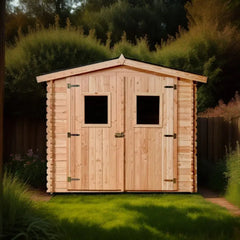 Abri en Douglas DUBLIN 5,71m² madriers 28mm + couverture Onduline - HABRITA Ma boutique