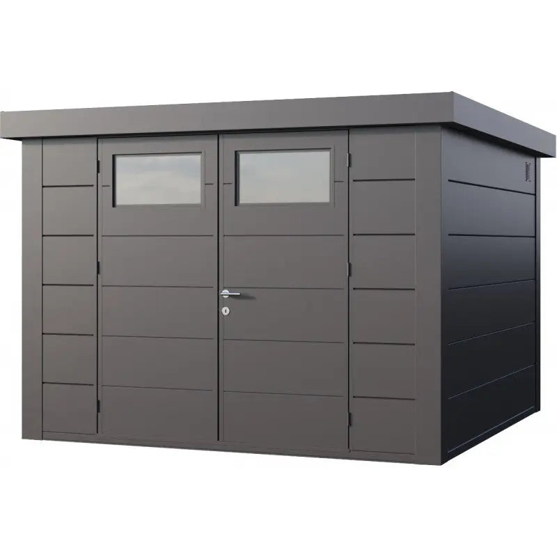 Abri en acier galvanisé gris anthracite 8,9m² avec double porte Eleganto 3030 Telluria Ma boutique