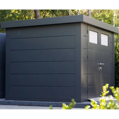 Abri en acier galvanisé gris anthracite 9,8m² avec double porte Eleganto 3330 Telluria Ma boutique