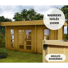 Abri en bois 15m² isolation parois 100mm traité marron Gardy Shelter Ma boutique