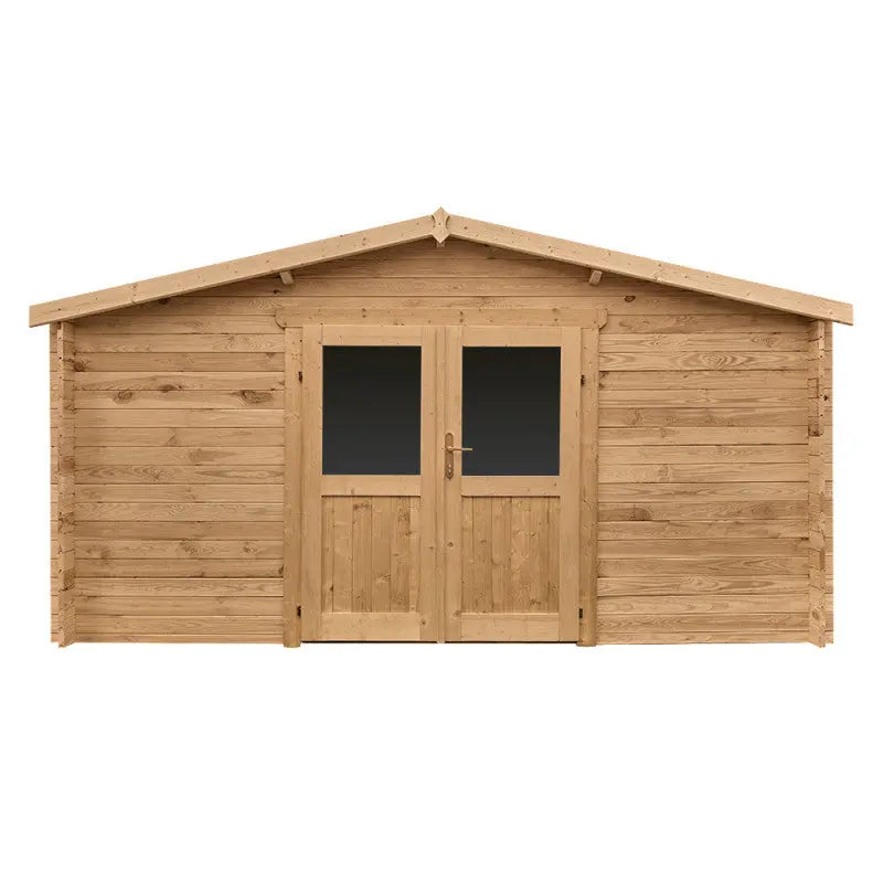 Abri en bois massif 16m² PRIMO 28mm traité teinté marron Gardy Shelter Ma boutique