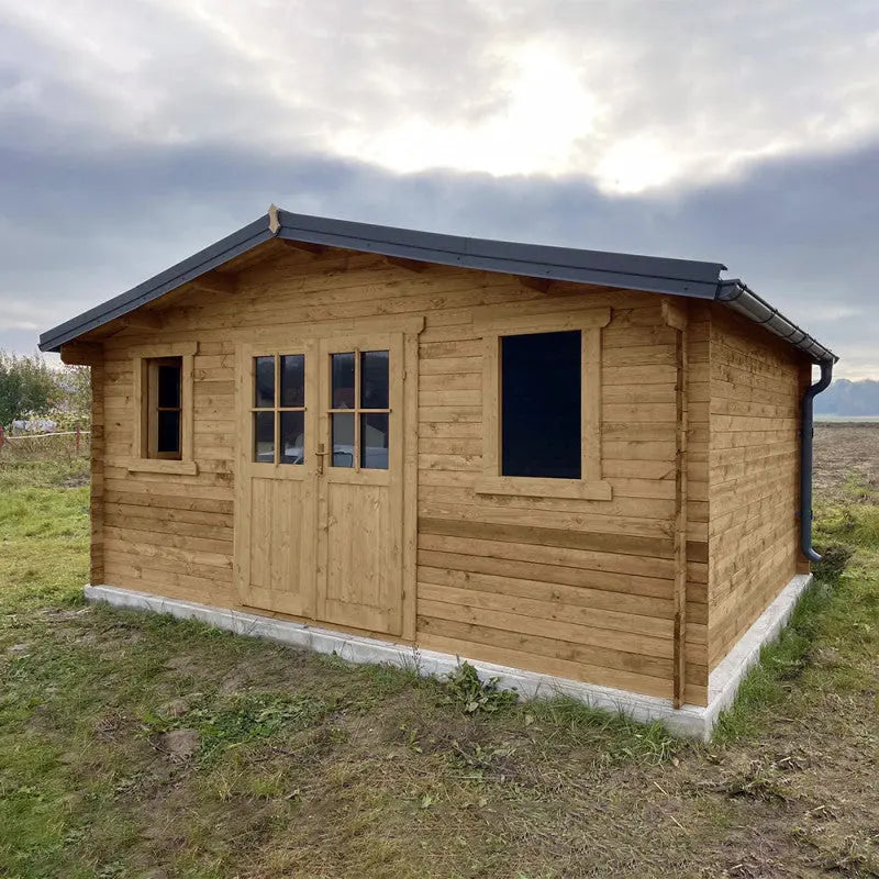 Abri en bois massif 19,8m² PLUS 40mm traité teinté marron Gardy Shelter Ma boutique